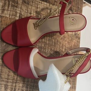 Women’s Red Chain-Sling Sandals